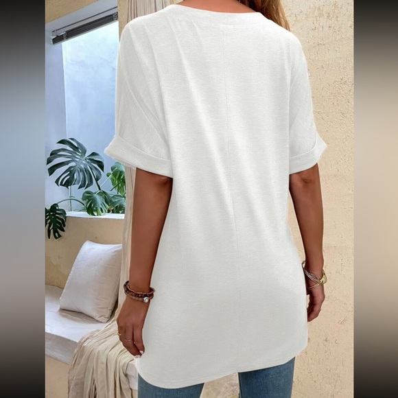 Boho casual V neck side slit oversized top - Picture 8 of 15